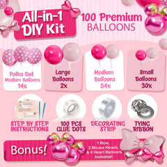 Cartoon theme birthday decor with pink balloon arch setup
