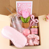 16oz pink bow glass cup with bamboo lid