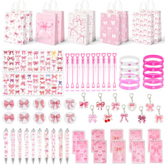 Pink Bow Party Favors 80pcs set with coquette bow gift bags