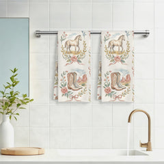 Pink bow rose floral cowgirl decor towel