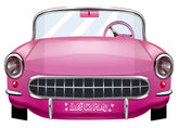 Pink Cars Convertible Photo Booth Props ready to display for Girls Birthday Party