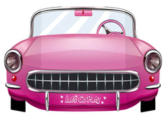 Pink Cars Convertible Photo Booth Props ready to display for Girls Birthday Party