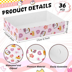 Pink cat themed disposable trays for cupcakes and candies