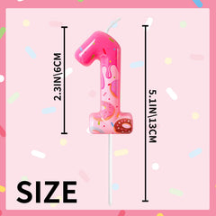 Pink frosting confetti pattern candle with sugar crumb details