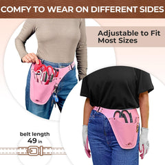 Pink gardening belt worn as florist apron