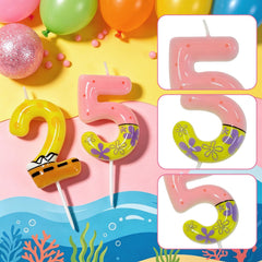 pink green cartoon number 25 candle topper