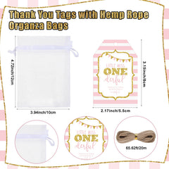 Pink and light grey bottle opener keychains with organza bags