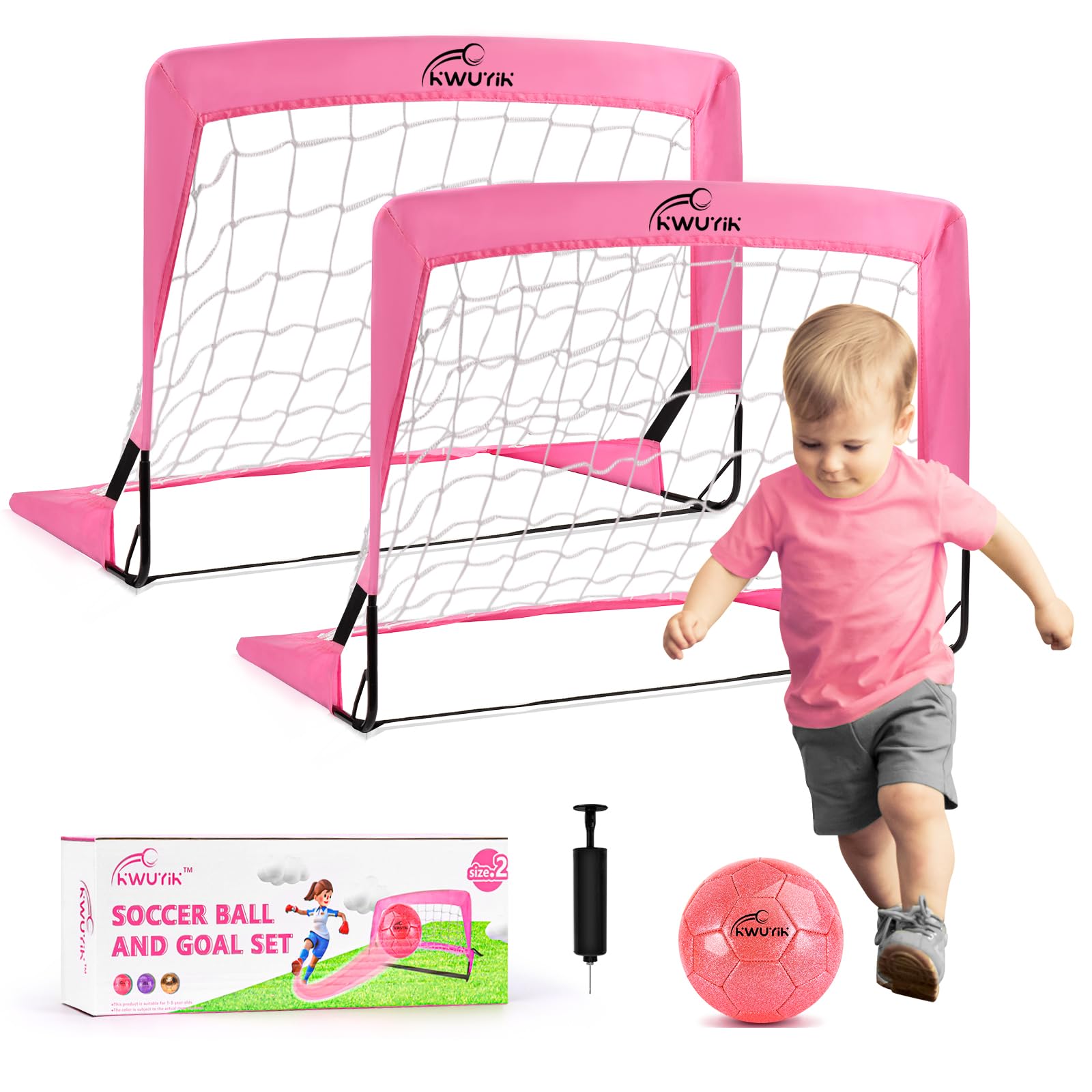 Pink mini soccer goals set for kids