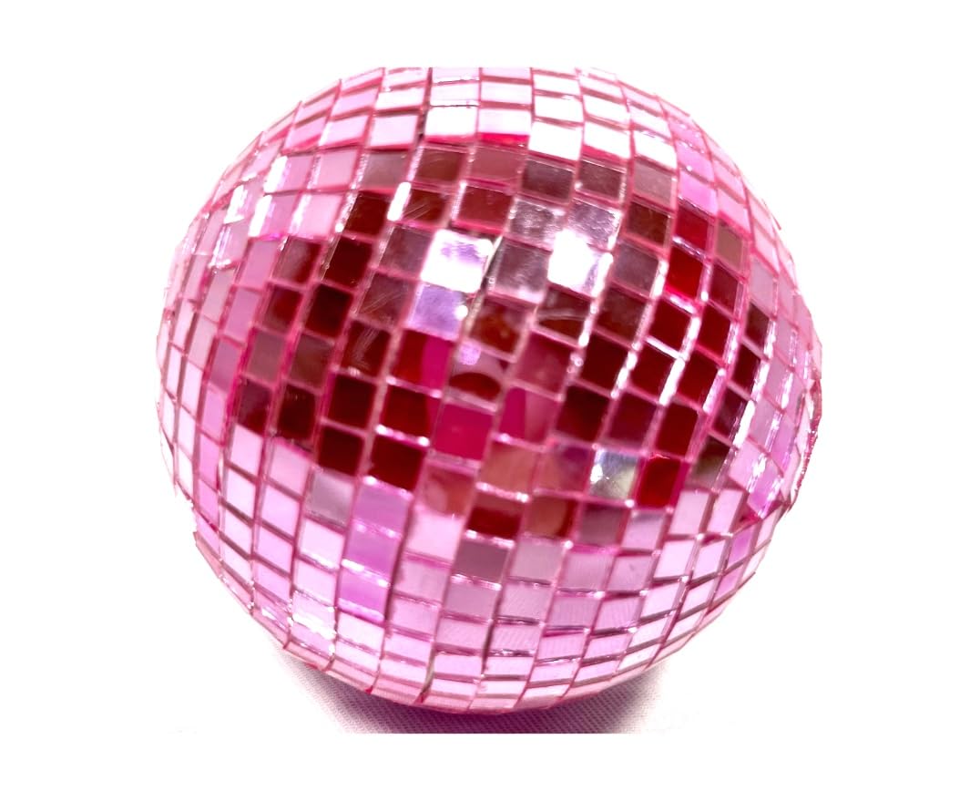 Pink Mosaic Mirror Ball 3.5 inch acrylic disco ball close up
