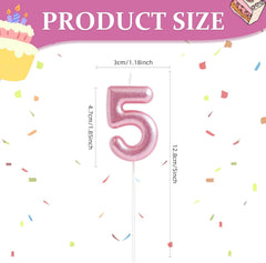 Pink birthday candles for cake toppers close up