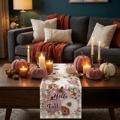 Linen texture table runner 72x13 inches for autumn decor