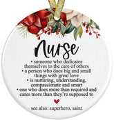 Front view of pink posies pearls nurse rn ever ornament