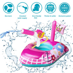 flower boat pool float with built-in squirt gun