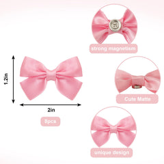 Pink bowtie fridge magnets 8 pack for home kitchen office