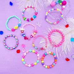 Pink crown bead bracelet from SIELEVIN 9 piece set