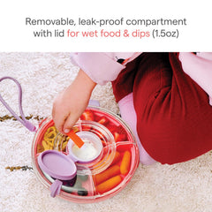 Center compartment with spill proof lid for dips