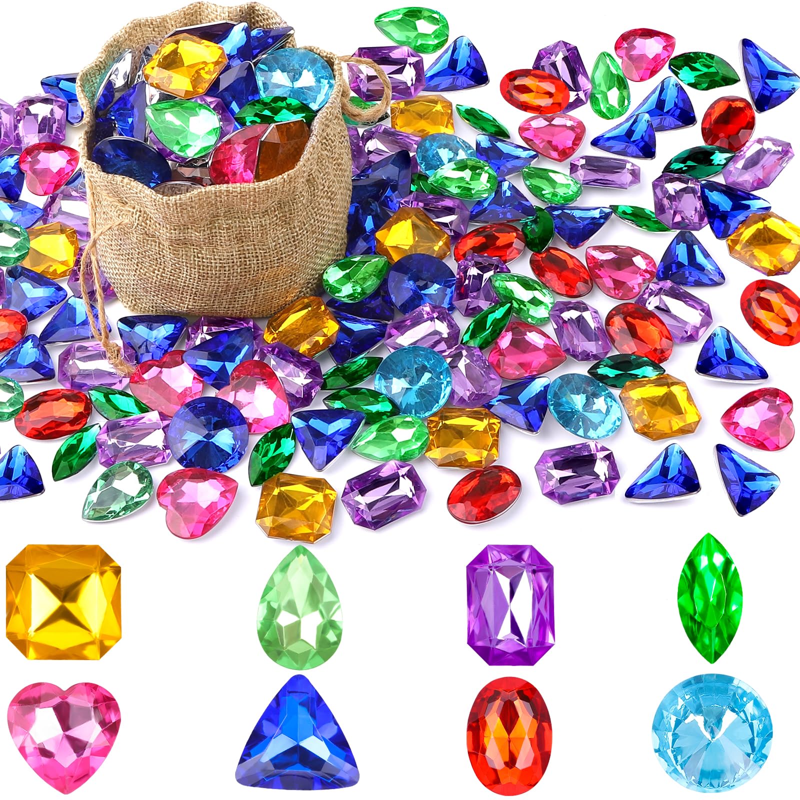 Pirate Treasure Gem Toys 180 PCS assorted gems in red green blue yellow