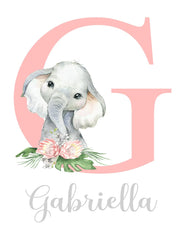 Elephant themed watercolour print 9x12 size for kids room