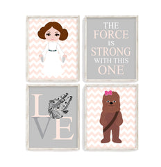 Princess Leia and Chewbacca print by Pixie Paper