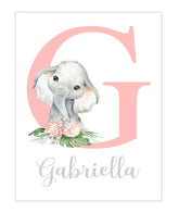 Pixie Paper personalized watercolor elephant nursery print product shot