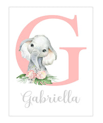 Pixie Paper personalized watercolor elephant nursery print product shot