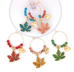 Pixie Thanksgiving wine charms leaf and pumpkin set 5 piece