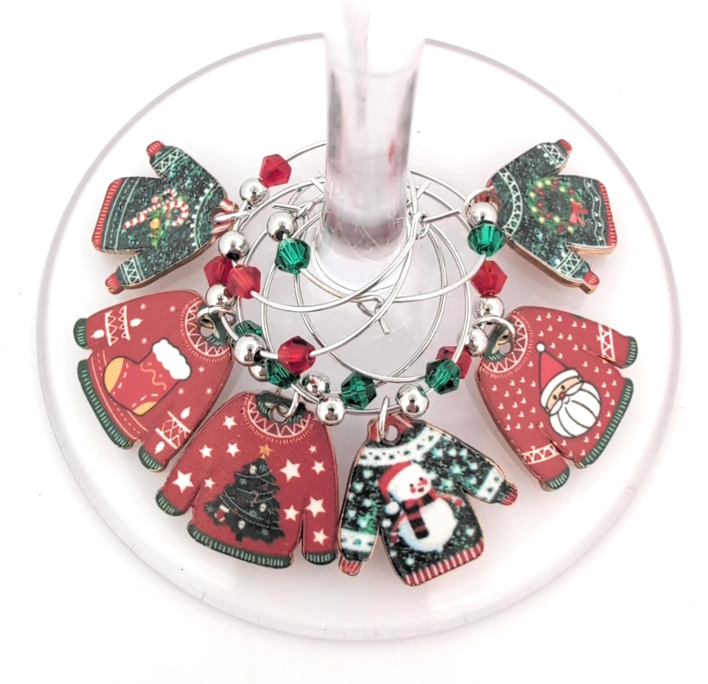 Pixie Ugly Sweater Wine Charms glass ring set