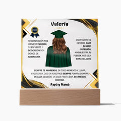 placa acrílica iluminada personalizada para graduación