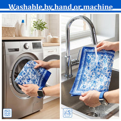 Blue and white chinoiserie pattern on dining set