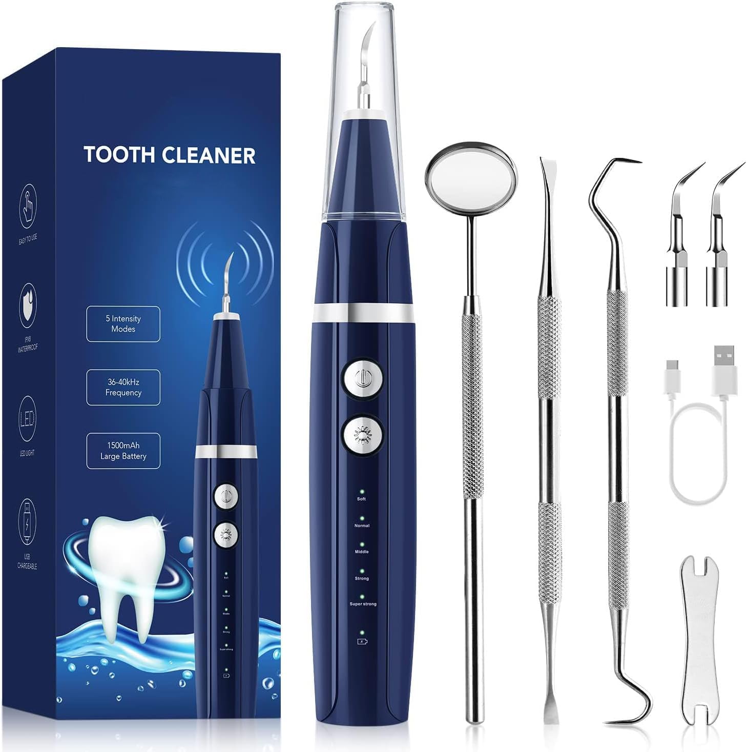 Plaque Remover for Teeth device with small handle and three replacement heads
