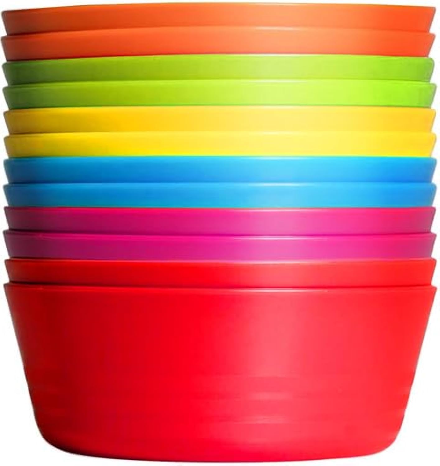 PLASKIDY Kids Plastic Bowls set of 12 in 6 colors 10 oz each