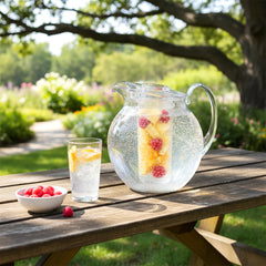 crystal clear plastic pitcher for fruit infused water with lid