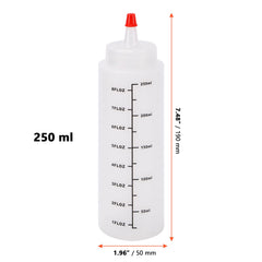 Plastic squeeze bottle for sauces with clear graduations 8 oz