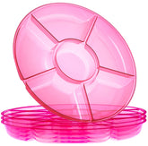 Plasticpro 6 sectional round serving tray pink pack of 4 front view