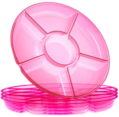 Plasticpro 6 sectional round serving tray pink pack of 4 front view