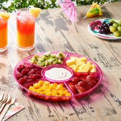 Plasticpro pink 12 inch round serving platter 6 sections