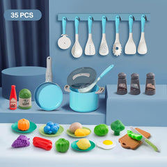 play pots and pans with utensils turquoise