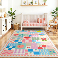 Playroom rug with animal design motif