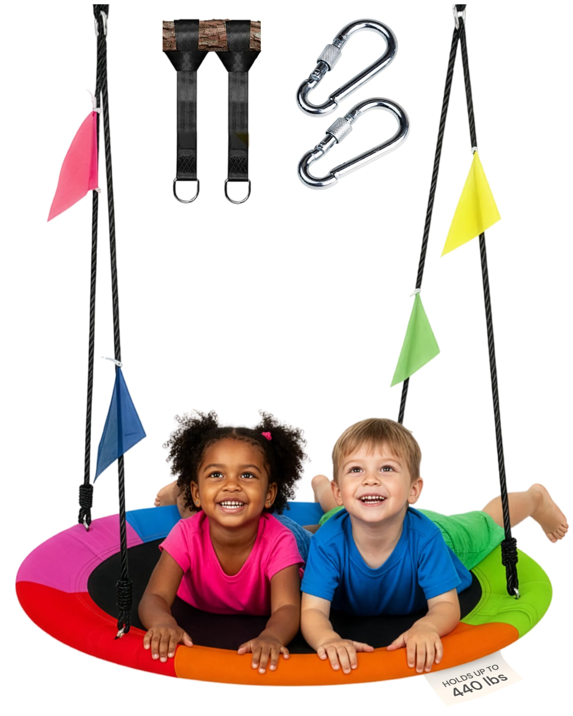 PlayVibe Tree Swing steel frame with 40 inch saucer seat