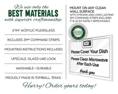Please Clean Microwave After Each Use acrylic sign