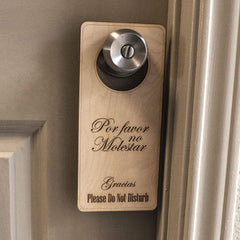 Please Do Not Disturb sign in raw wood 9x4