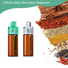 Transparent spice containers with spoon lid close up