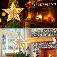 Gold sequin coating on 3D star tree topper