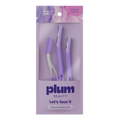 Two folding razors close up Plum Beauty Eyebrow Shaping Set