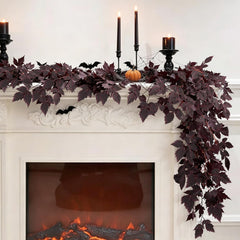 plum cimicifuga seeded leaf garland 2pack for stairs or doorway