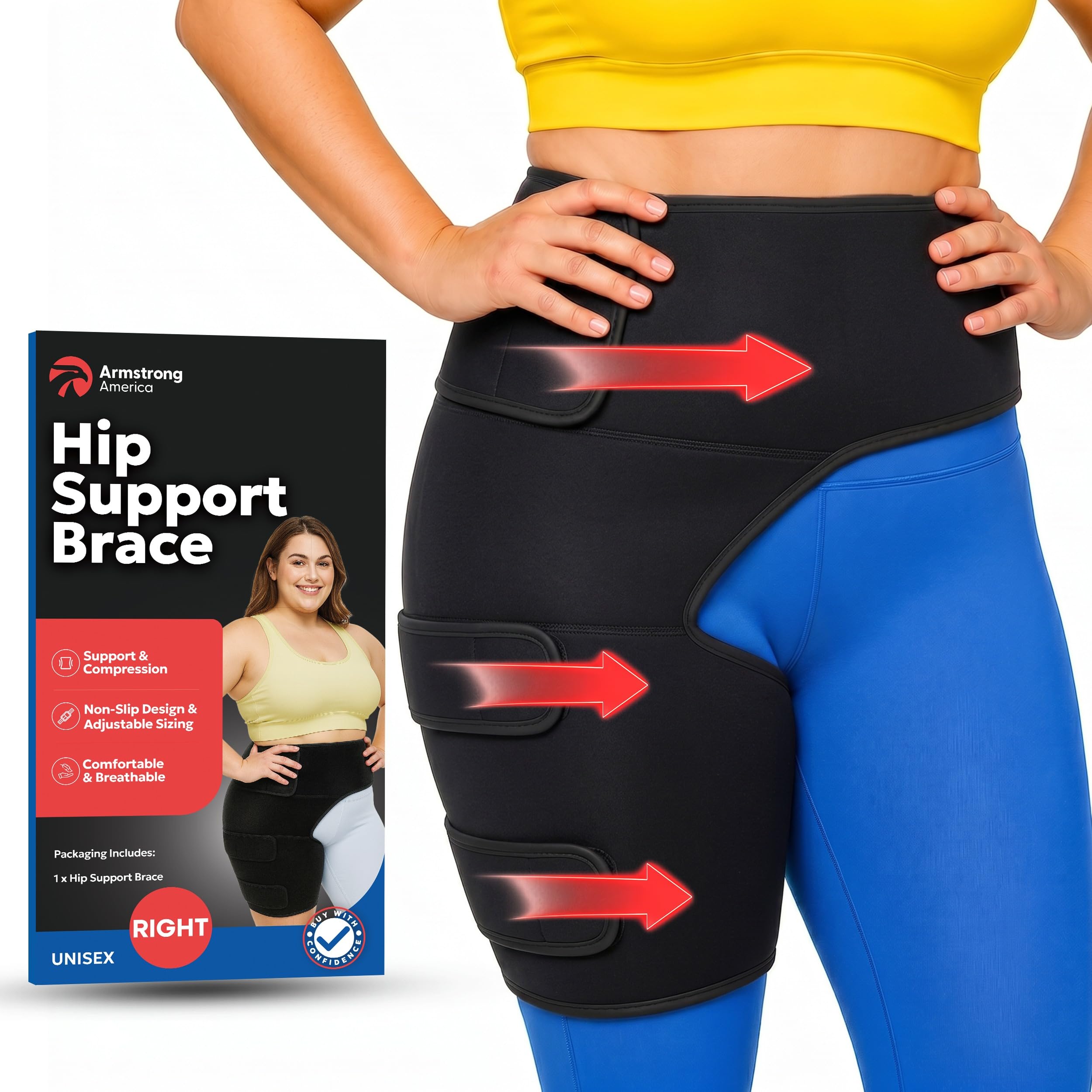 Plus Size Hip Brace Thigh Compression Sleeve product front view