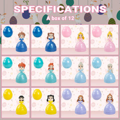 12 princess dolls prefilled in 12 eggs across 6 colors