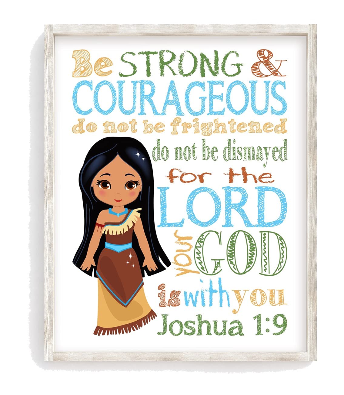 Pocahontas Princess Christian Nursery Decor Unframed Print Joshua 1:9