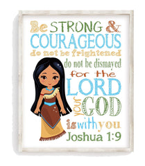 Pocahontas Princess Christian Nursery Decor Unframed Print Joshua 1:9