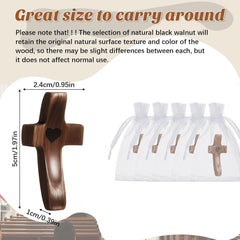 Pocket prayer cross in natural black walnut